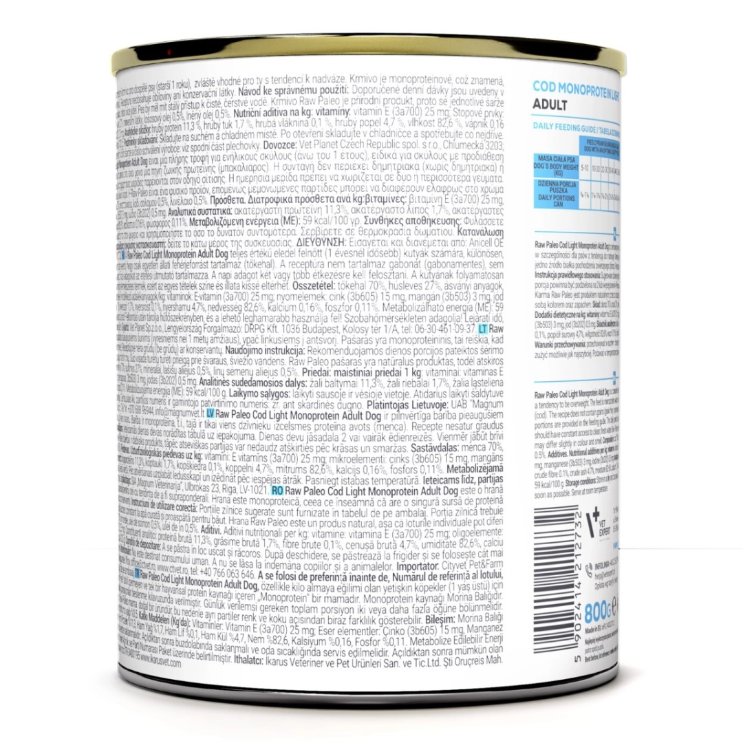 Raw Paleo Cod Light Monoprotein Adult Dog