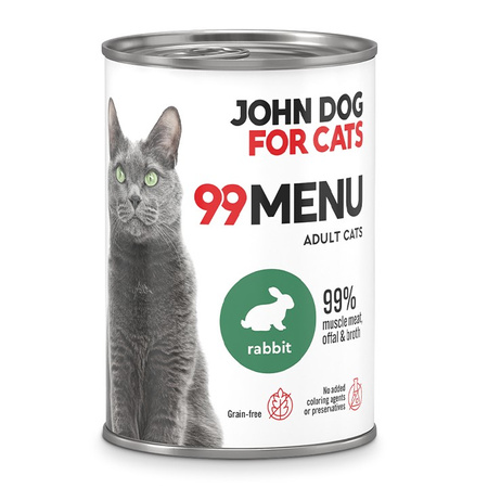John Dog for Cats 99 Menu Mokra Karma Dla Dorosłych Kotów Z Królikiem 12x400g