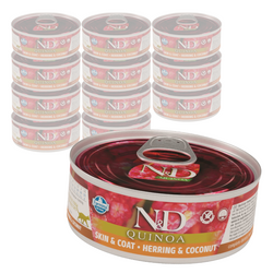 Farmina N&D Cat Quinoa Skin & Coat Herring & Coconut 12x80g Mokra Karma Dla Kota Śledź Z Kokosem Na Skórę I Sierść