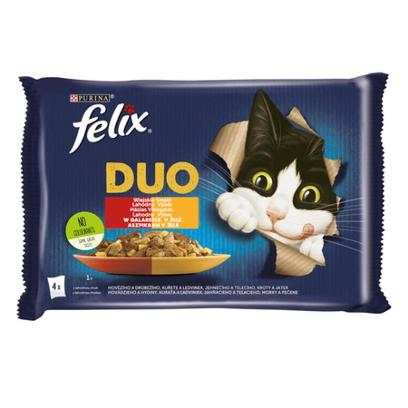 Purina Felix Fantastic Duo Mokra Karma Dla Kota 48x85g Wiejskie I Rybne Smaki W Galaretce