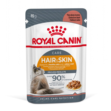 Royal Canin Hair & Skin w Sosie i Galaretce 24x85g Mokra Karma Dla Kotów Dorosłych Zdrowa Skóra Piękna Sierść