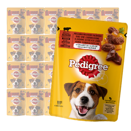Pedigree Adult 24 Szt. Mokra Karma Dla Psa Kawałki Bogate W Mieszankę Wołowiny I Wątróbki W Galaretce