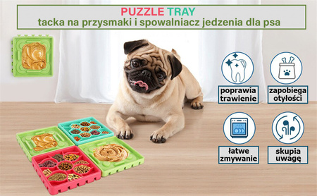 Tacka Do Wylizywania Dla Psa Na Smakołyki Dozownik Spowalniający 4-częściowy Zielony