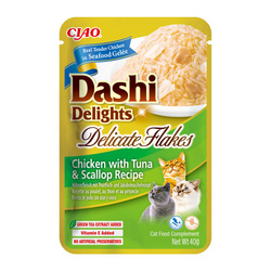 Inaba Cat Dashi Delights Delicate Flakes 40g Karma Uzupełniająca Dla Kota Z Kurczakiem Tuńczykiem I Przegrzebkami