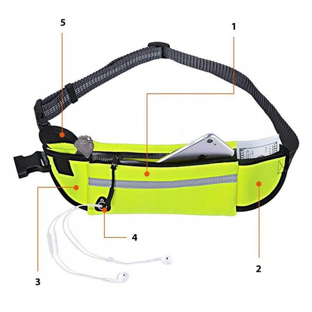 Saszetka Nerka Pas + Smycz Do Biegania Z Psem Kolor Cytrynowy