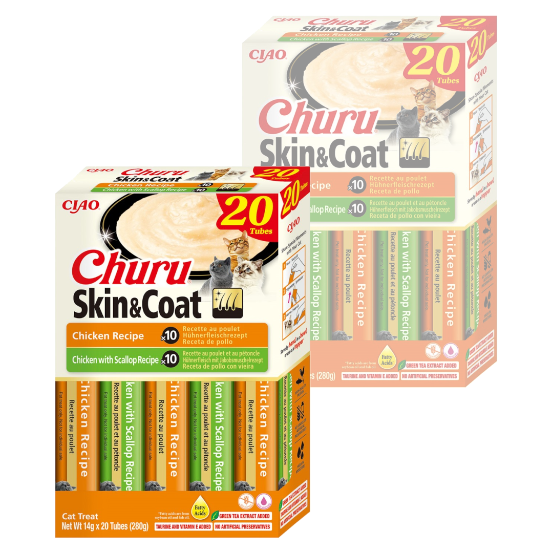 Inaba Cat Churu Skin & Coat Chicken Kremowy Przysmak Dla Kota Pasta Mix Z Kurczakiem