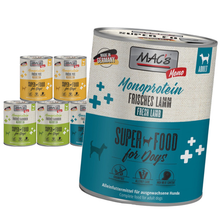 Mac's Dog Mokra Karma Monoproteinowa Mix Smaków 6x800g Dla Psów Skłonnych Do Alergii Indyk Królik Jagnięcina