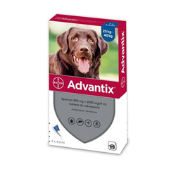 Krople na Kleszcze i Pchły Advantix Bayer dla Psa Zestaw 4 x 4ml