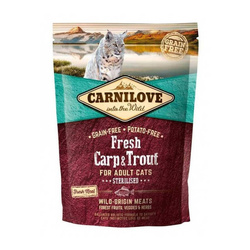 CARNILOVE CAT FRESH CARP & TROUT STERILISED FOR ADULT 400G - sucha karma dla sterylizowanych kotów, karp i pstrąg
