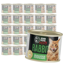 John Dog For Cats 24x200g Mokra Karma Dla Dorosłych Kotów Z Królikiem Mus