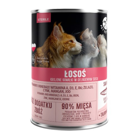 PetRepublic Bezzbożowa Mokra Karma Dla Kotów Sterylizowanych 12x400g Kawałki W Sosie Z Łososiem
