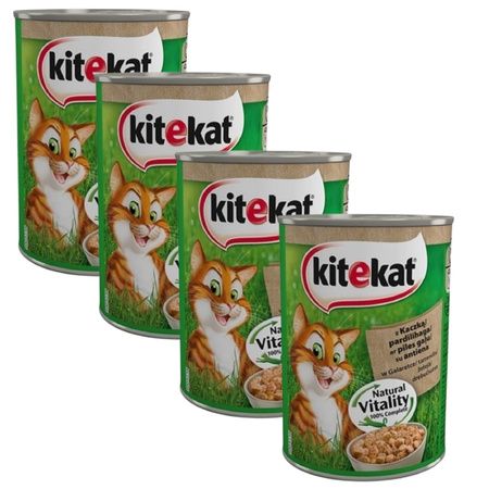 Karma mokra w puszce dla dorosłych kotów Kitekat z kaczką 4x 400g