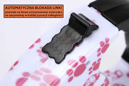 Automatyczna kolorowa smycz długość 5m dla małych i średnich psów wzór WESOŁY ROGER