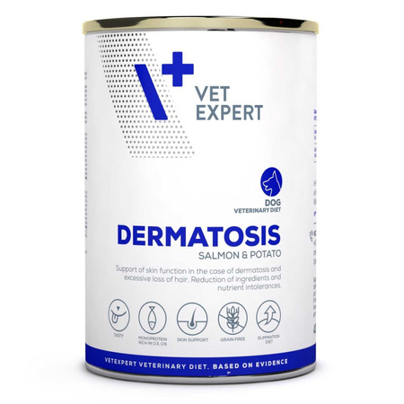 Vet Expert Dermatosis Mokra Karma Dla Psa Łosoś Z Ziemniakami 6x400g Zdrowa Skóra I Sierść