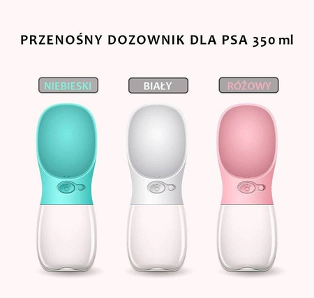 Przenośny dozownik wody dla psa, miska dla picia 350ml kolor BŁĘKITNA