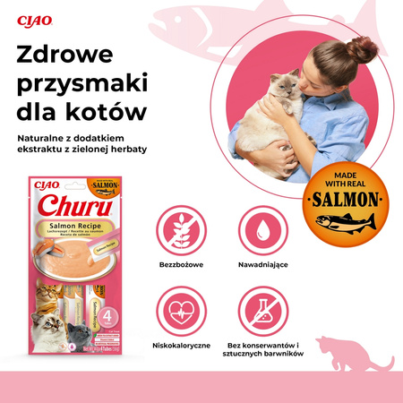 Inaba Cat Churu Salmon Recipe 24x14g Kremowy Przysmak Dla Kota Pasta Mix 3 Smaków