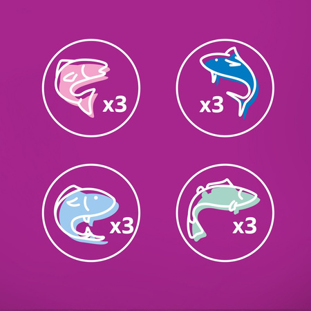 Whiskas Adult 12x85g Rybne Przysmaki Mokra Karma Dla Dorosłych Kotów 4 Smaki W Galaretce