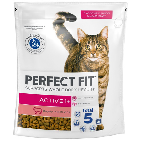Perfect Fit Active 1+ z Wołowiną 2x750g Sucha Karma Dla Aktywnych Dorosłych Kotów