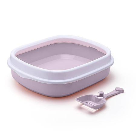 KUWETA DLA KOTA OTWARTA Z RAMKĄ NA ŻWIREK LAWENDOWA 47.4x39.6x13.9cm + ŁOPATKA GRATIS