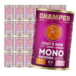 Champer Coat & Skin 24x400g Monobiałkowa Mokra Karma Dla Psa Z Łososiem Wsparcie Kondycji Skóry I Sierści