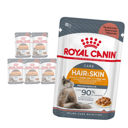 Royal Canin Hair & Skin 6x85g Mokra Karma Dla Kotów Dorosłych w Sosie Zdrowa Skóra Piękna Sierść