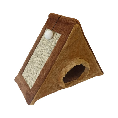 Drapak Domek Dla Kota Rozkładany Namiot Brązowy 40cm