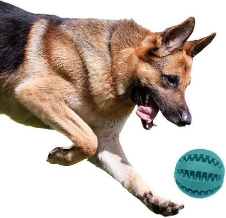 Piłka gumowa dla psa M 7cm, Zabawka dentystyczna TURKUSOWA