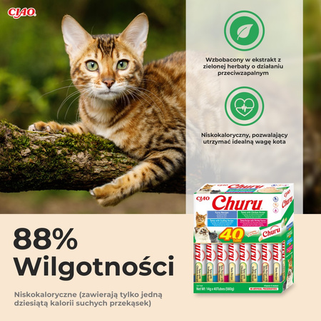 Inaba Cat Churu 40x14g (560g) Kremowy Przysmak Dla Kota Pasta Mix Z Tuńczykiem I Owocami Morza