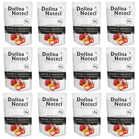 Dolina Noteci Premium Danie Z Wołowiny Z Papryką I Makaronem 12x100g Mokra Karma Dla Psa