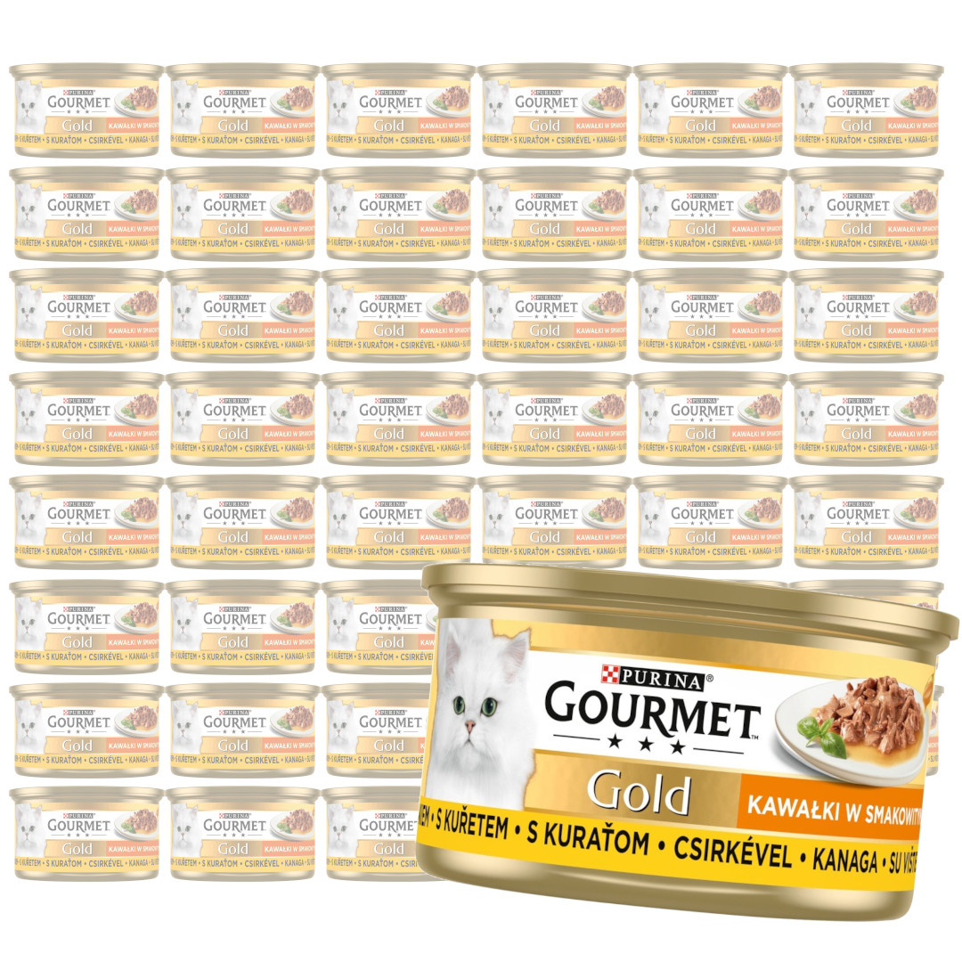 Purina Gourmet Gold z Kurczakiem 48x85g Mokra Karma Dla Kota Kawałki w Sosie