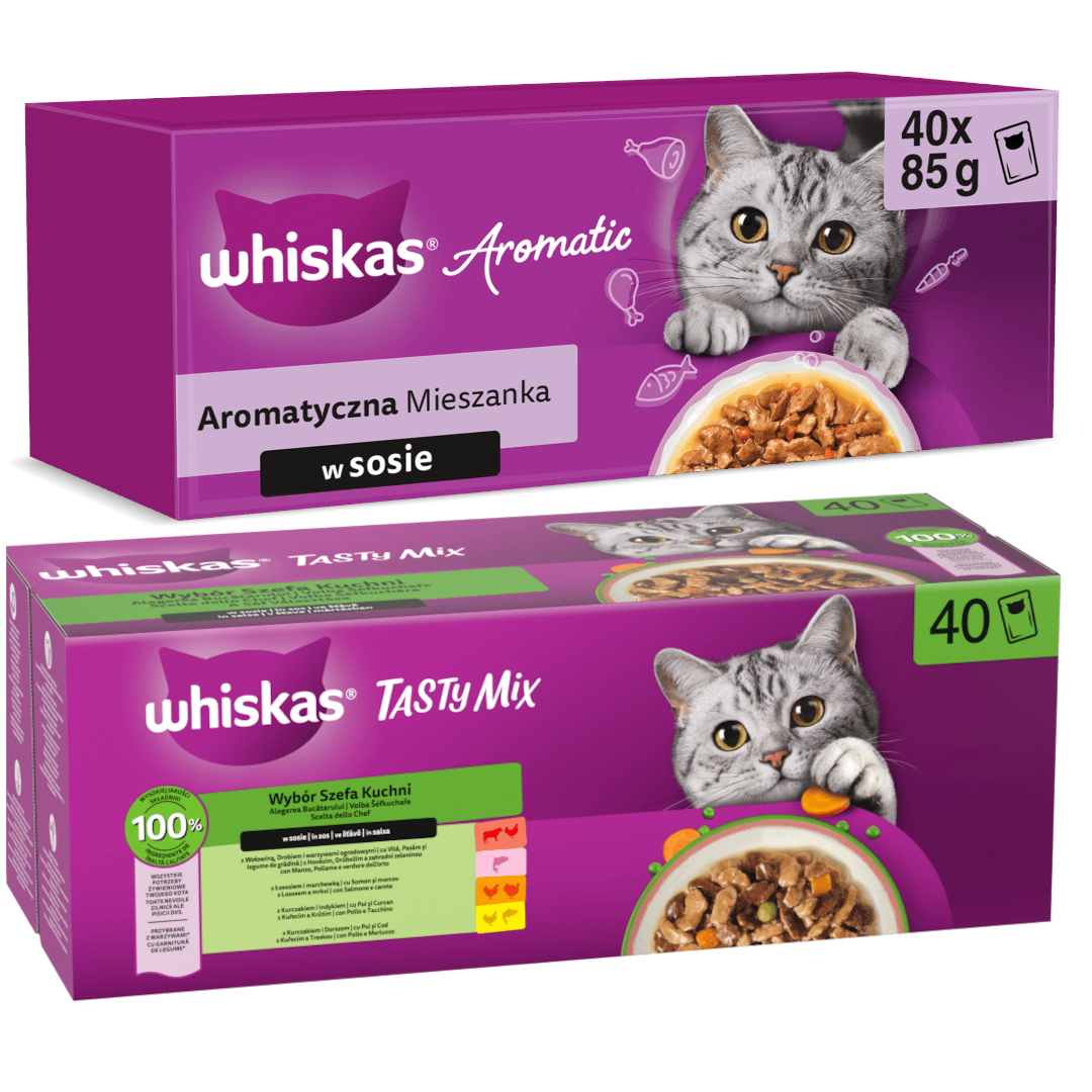 Whiskas Adult Mokra Karma Dla Kota  W Sosie Tasty Mix Wybór Szefa Kuchni + Aromatyczna Mieszanka