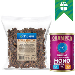 Petmex Trenerki Mięsne z Królika 500g Naturalny Przysmak Dla Psa + GRATIS 400g Champer Immuno z Indykiem