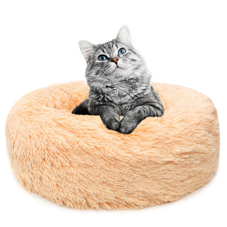 Legowisko Dla Psa I Kota Pluszowe XS 40cm Ciepłe Beżowe