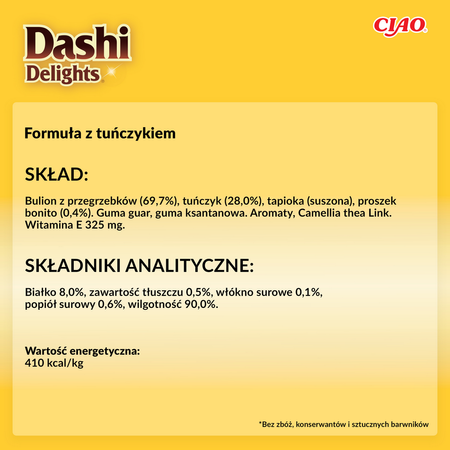 Inaba Cat Dashi Delights 70g Uzupełniająca Karma Dla Kota Bulion z Tuńczykiem