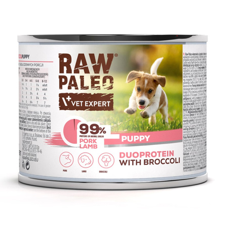 Raw Paleo Puppy Duoprotein Mix Smaków 6x200g Mokra Karma Dla Szczeniąt