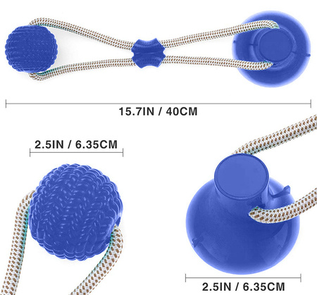 Zabawka gryzak dla psa CHEWY BALL, piłka na przyssawce kolor NIEBIESKI