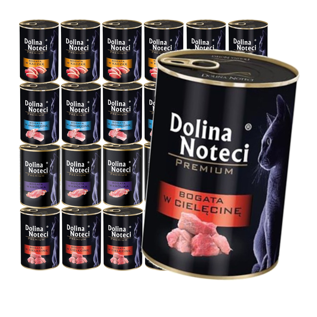 Dolina Noteci Premium Mokra Karma Dla Kota Mix Smaków 400g Jagnięcina Cielęcina Kaczka Królik