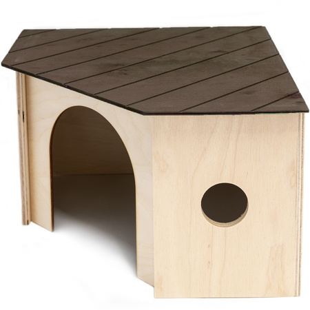 COMFY DOMEK NAROŻNY 5 BRĄZOWY 27,5x27,5x18cm - Ekologiczny domek dla chomika, gryzoni