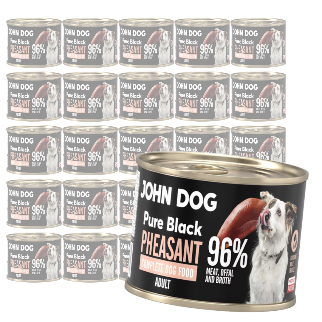 John Dog Pure Black Pheasant Adult 24x200g Mokra Karma Dla Psa Z Bażantem