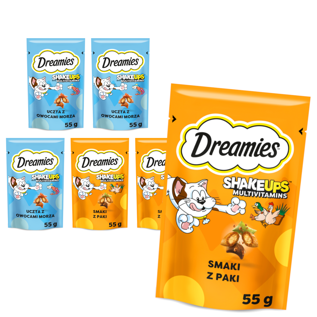 Dreamies Shake Ups Multivitamins Przysmak Dla Kota Mix Smaków Kurczak Owoce Morza