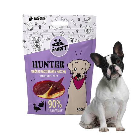 Mr Bandit HUNTER Królik nadziewany kaczką 500g - naturalny przysmak dla psa