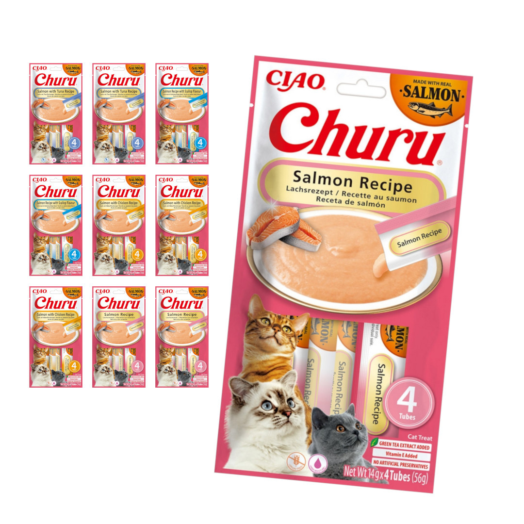 Inaba Cat Churu Salmon Recipe Kremowy Przysmak Dla Kota Pasta Mix 4 Smaków