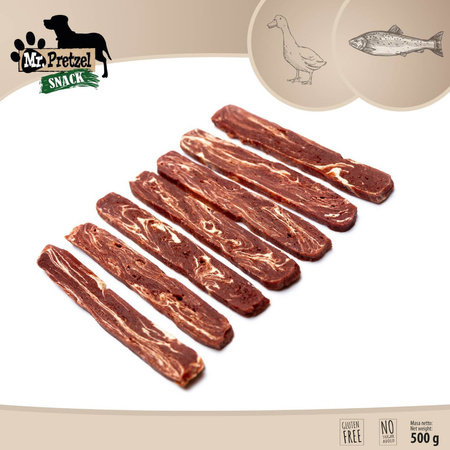 Mr. Pretzel Przysmak Dla Psa Małe Paski Z Kaczki I Dorsza 500g