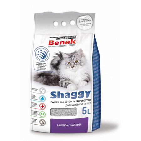 Super Benek Shaggy Lawenda 5L Żwirek Bentonitowy Dla Kota