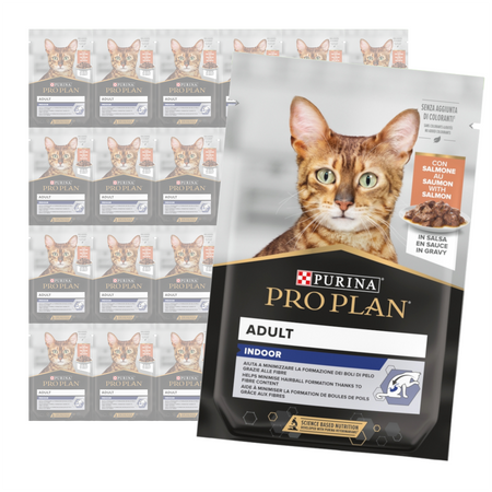 Purina Pro Plan Adult Indoor 24x85g Mokra Karma Dla Kotów Niewychodzących z Łososiem w Sosie