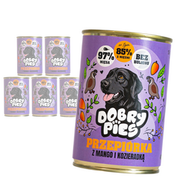 Dobry Pies 6x400g Mokra Karma Dla Dorosłych Psów Wszystkich Ras Z Przepiórką Mango I Kozieradką