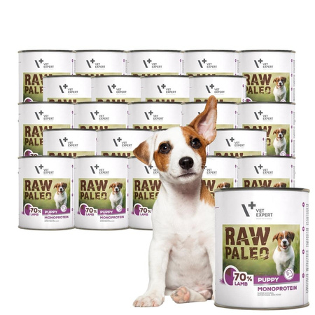 24x Karma mokra dla szczeniąt VetExpert RAW PALEO puppy lamb 800g - z jagnięciną