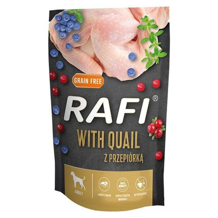 Rafi 500g Mokra Bezzbożowa Karma Dla Dorosłych Psów Z Przepiórką Żurawiną I Borówką
