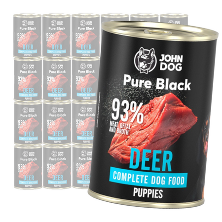 John Dog Karma Mokra Dla Psa Pure Black Jeleń Dla Szczeniąt Puszka 24x400g