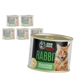 John Dog For Cats 6x200g Mokra Karma Dla Dorosłych Kotów Z Królikiem Mus